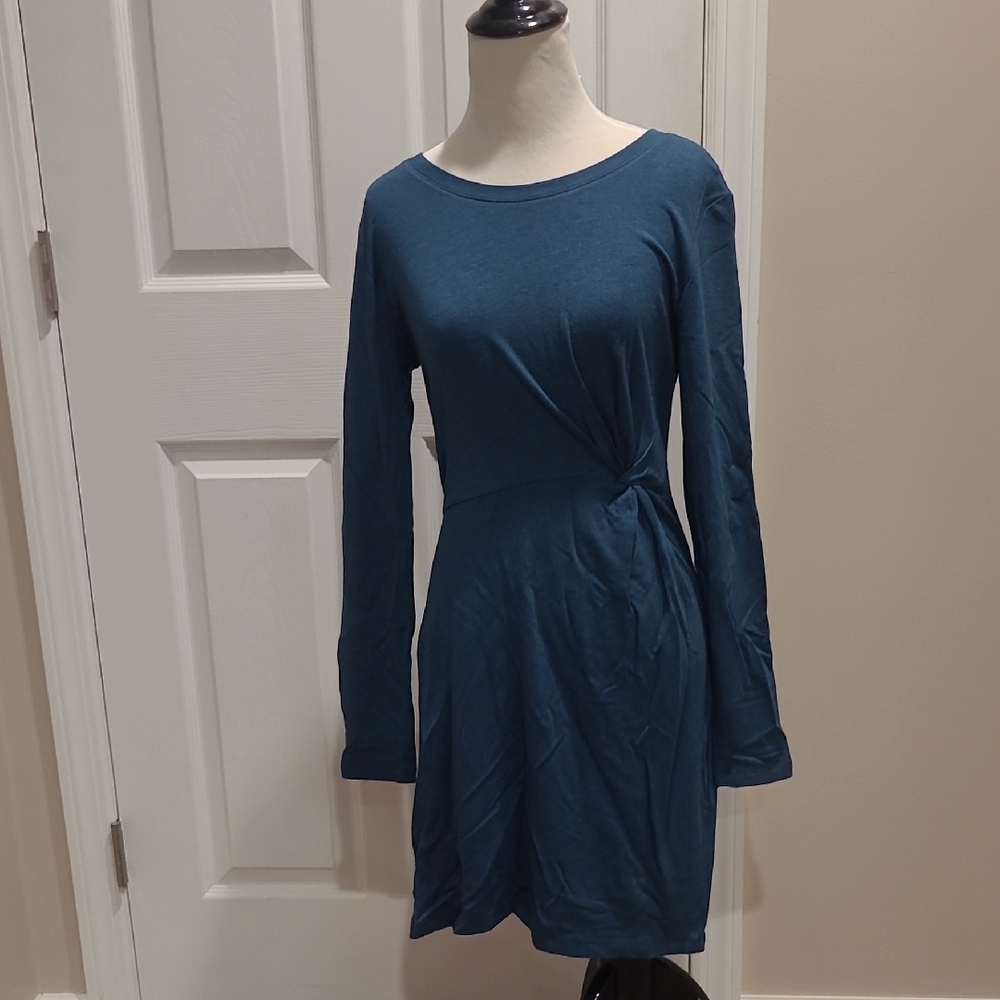 LOFT Blue Sheath Dress with Bishop Sleeves